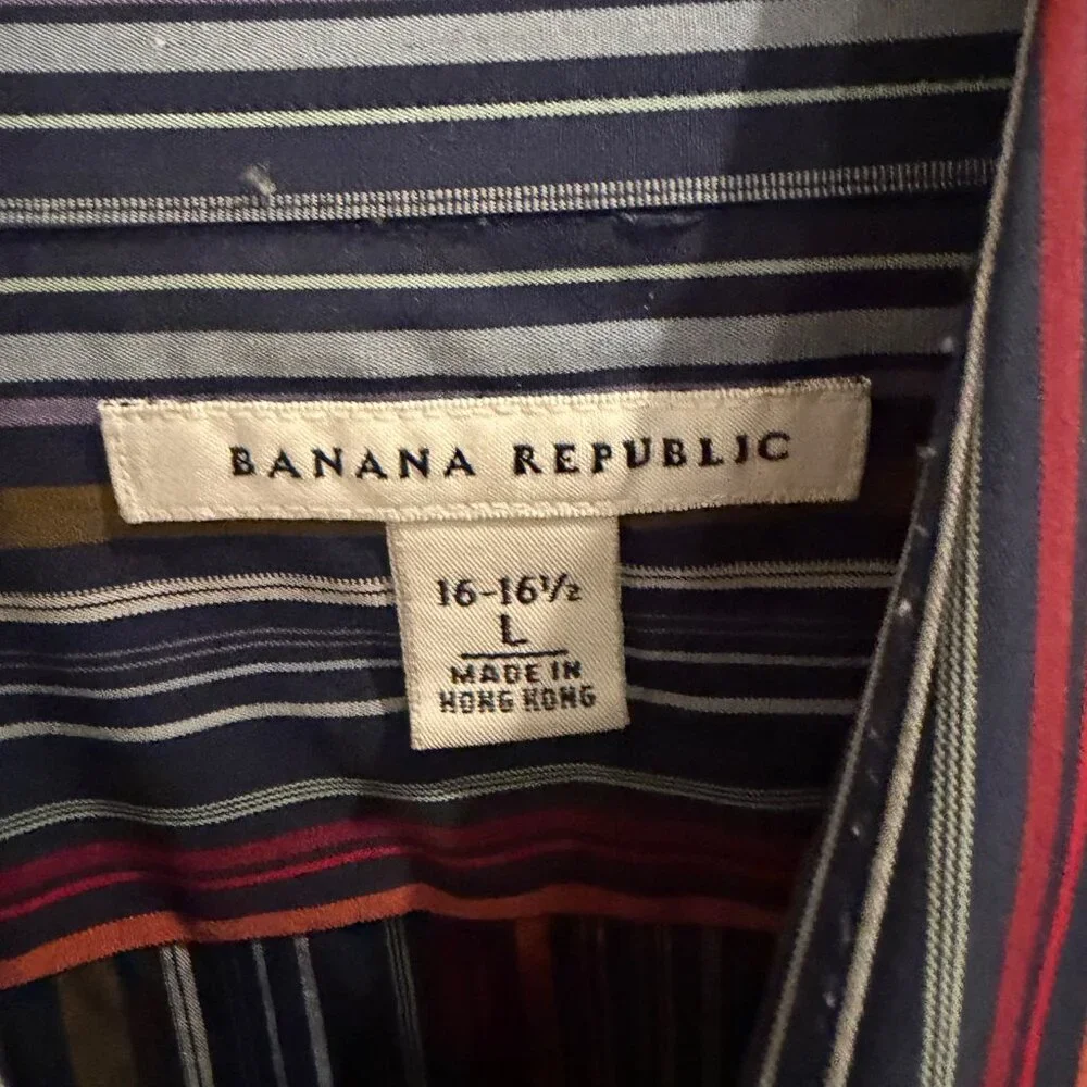 Banana Republic Multicolor Stripe Button Down Shirt Men’s 16 16.5 Large